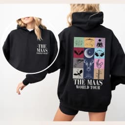 Sarah J. Maas World Tour Hoodie Throne of Glass TOG Shirt ACOTAR Sweatshirt Crescent City Fan Apparel Velaris Gifts Hoodies
