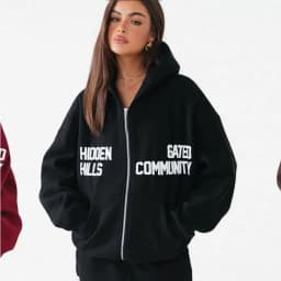 Split Letter Print Zip Up Hoodie For Women Oversized Drawstring Pocket Streetwear Sweat Hoodie