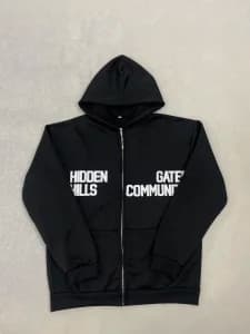 Split Letter Print Zip Up Hoodie For Women Oversized Drawstring Pocket Streetwear Sweat Hoodie