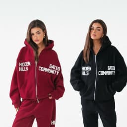 Split Letter Print Zip Up Hoodie For Women Oversized Drawstring Pocket Streetwear Sweat Hoodie