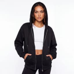 Y2k Fleece Hoodie Solid Hooded Korean Fashion Sweatshirts Long Sleeve Top Drawstring Pockets Loose Zipper Black Hoodies