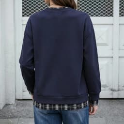 Oversize Sweatshirts Women With Plaid Hem Long Sleeve Round Neck Sweatshirts Fake Two-Piece Fashion Casual Pullover Tops