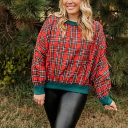 Xingqing Fashion Women Sweatshirt y2k Clothing Plaid Print Pullover Long Sleeve Crew Neck Loose Hoodie Top 2000s Streetwear