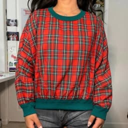 Xingqing Fashion Women Sweatshirt y2k Clothing Plaid Print Pullover Long Sleeve Crew Neck Loose Hoodie Top 2000s Streetwear