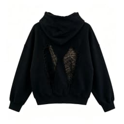 Y2K Casual Pullover Hoodies For Ladies Women Lace Angel Wings Back Cutout Hooded Sweatshirt Long Sleeve Loose Oversized Hoodie