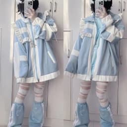 Cute Lace Trimmed Loose Fit Sweatshirt Jacket Water Color Series Student Girl's Style Autumn Winter Japanese Soft Sweet Design