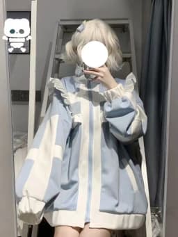 Cute Lace Trimmed Loose Fit Sweatshirt Jacket Water Color Series Student Girl's Style Autumn Winter Japanese Soft Sweet Design