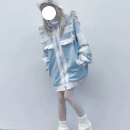 Cute Lace Trimmed Loose Fit Sweatshirt Jacket Water Color Series Student Girl's Style Autumn Winter Japanese Soft Sweet Design