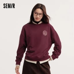 Semir Sweater Women Oversize Heating and Antibacterial 2024 New Winter Embroidered Fleece Top