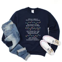 Friends Inspired Holiday Crewneck Sweatshirt Phoebe's Song Shirt Merry Christmas Sweater Unisex Long Sleeves Sweatshirts