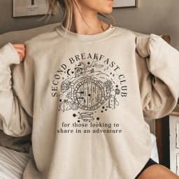 Second Breakfast Club Sweatshirt LOTR The Shire Shirt Literature Bookworm Hoodie Vintage Aesthetic Tops Middle Earth Sweatshirts