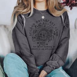 Second Breakfast Club Sweatshirt LOTR The Shire Shirt Literature Bookworm Hoodie Vintage Aesthetic Tops Middle Earth Sweatshirts