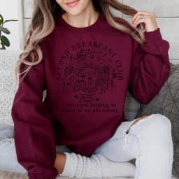 Second Breakfast Club Sweatshirt LOTR The Shire Shirt Literature Bookworm Hoodie Vintage Aesthetic Tops Middle Earth Sweatshirts