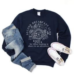 Second Breakfast Club Sweatshirt LOTR The Shire Shirt Literature Bookworm Hoodie Vintage Aesthetic Tops Middle Earth Sweatshirts