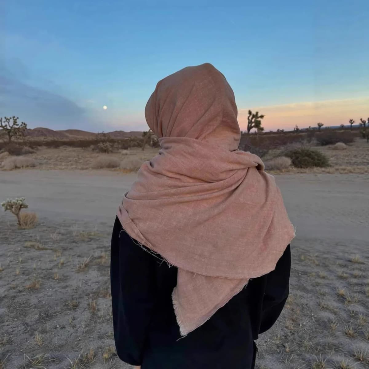 Desert Nomad Streetwear Men Women Shawl Spliced Hoodie Distressed Frayed Cropped Long Sleeve Pullover Built-in Draped Scarf Hood
