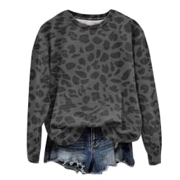 Oversize Sweatshirts For Women Fashion Leopard Printed Long Sleeve Round Neck Tops Plus Size Vintage Casual Pullover Sweatshirts