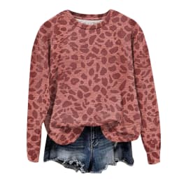 Oversize Sweatshirts For Women Fashion Leopard Printed Long Sleeve Round Neck Tops Plus Size Vintage Casual Pullover Sweatshirts