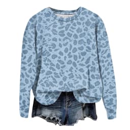 Oversize Sweatshirts For Women Fashion Leopard Printed Long Sleeve Round Neck Tops Plus Size Vintage Casual Pullover Sweatshirts