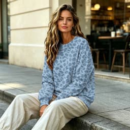 Oversize Sweatshirts For Women Fashion Leopard Printed Long Sleeve Round Neck Tops Plus Size Vintage Casual Pullover Sweatshirts