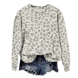 Oversize Sweatshirts For Women Fashion Leopard Printed Long Sleeve Round Neck Tops Plus Size Vintage Casual Pullover Sweatshirts