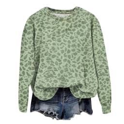 Oversize Sweatshirts For Women Fashion Leopard Printed Long Sleeve Round Neck Tops Plus Size Vintage Casual Pullover Sweatshirts