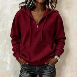 Women's Corduroy Striped Retro Loose Fit Long Sleeve Mid-Length Half Zip Hoodie Women's Winter Clothing Streetwear Casual