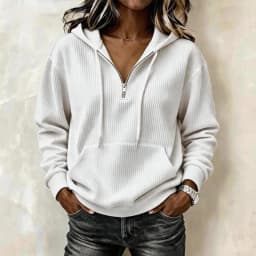 Women's Corduroy Striped Retro Loose Fit Long Sleeve Mid-Length Half Zip Hoodie Women's Winter Clothing Streetwear Casual