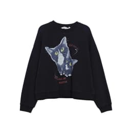 MOVEUP Women's Ribbed Crew Neck Sweatshirt 2026 Autumn Cute Cat Print Casual Commuter Tops Dropped Sleeve Pullover Top 3ELQ11402