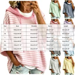 Women Striped Short Sleeve Hoodie Drawstring Drop Shoulder Loose Cropped Pullover Tops Casual Summer Fashion Streetwear Hoodies