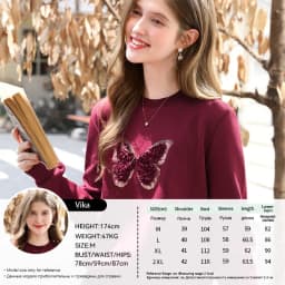 I BELIEVE YOU Red Sweatshirt Woman 2025 Autumn Winter Fashion Three-dimensional Butterfly Fleece Crew Neck Sweatshirt 2254196151