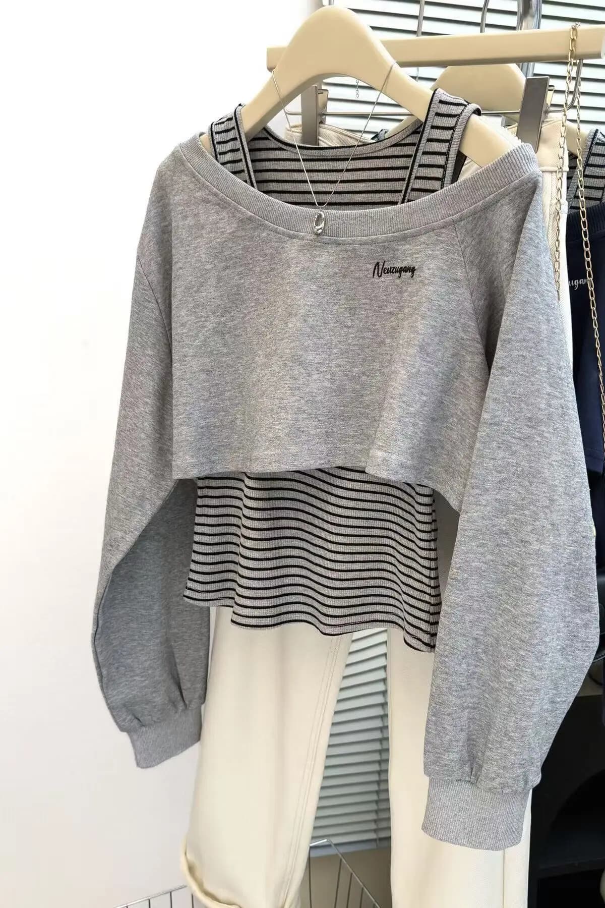 Fake Two Pieces Y2k Aesthetic Vintage Hoodies Slash Neck Casual Grunge Slim Fit Jackets Autumn Women Zipper Patchwork Sweatshirt