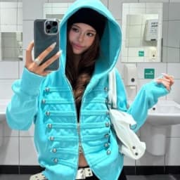 Harajuku Double-breasted Punk Casual Hoodie Y2k Aesthetic Autumn Slim Fit Zipper Hoody Women Streetwear Solid  Grunge Sweatshirt