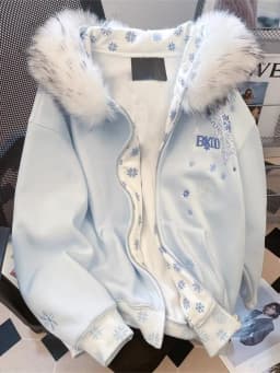 Y2k Kawaii Japanese Print Zipper Hooded Sweatshirts Harajuku Loose Casual Fur Collar Hoodies 2000s Vintage Autumn Coats Chic
