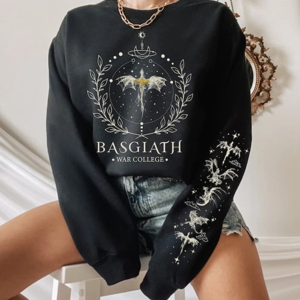 Fourth Wing Sweatshirt Basgiath War College Clothing Violet The Empyrean Series Fourth Wing Book Lover Apparel Women Pullover