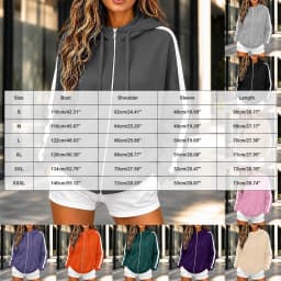 Women Striped Sleeve Zip Up Hoodie Drawstring Hooded Sweatshirt Long Sleeve Pocket Loose Oversized Casual Color Block Jacket Y2k