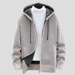 Men's Winter Cardigan Hooded Solid Zip Sweater Jacket Thickened Fleece Warm Casual Sweatercoats Chenille Knitted Sweater Women