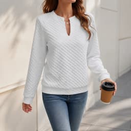 Casual Patchwork Slim Fit Commuter Hoodie with V Neck Regular Sleeve Long Sleeve Women Sweatshirt Autumn Mid Length No Hood