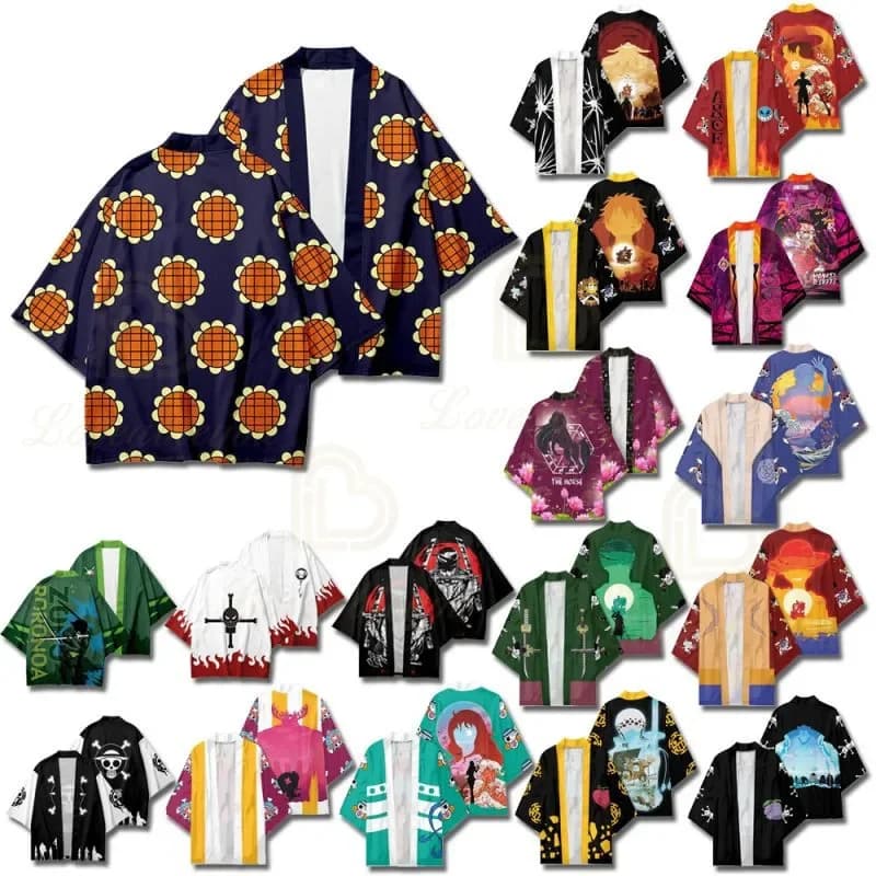 Anime One Piece Kimono Cosplay Costume Luffy Nami Zoro Tony Tony Chopper Coat Uniform Cloak Tops Kimono Boys Girls Haori Shirt
