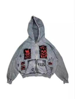 American Street Style Vintage Hoodie Thickened Patchwork Loose Fit Hooded Sweatshirt Women's Streetwear Fashion Long Sleeve
