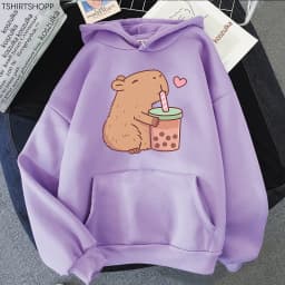 Kawaii  Bubble Tea Capybara Hoodie Women/Men Aesthetic Graphic Funny Hoodies Unisex Autumn Winter Harajuku Pullovers Sweatshirts