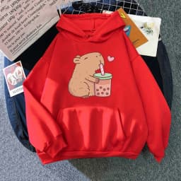 Kawaii  Bubble Tea Capybara Hoodie Women/Men Aesthetic Graphic Funny Hoodies Unisex Autumn Winter Harajuku Pullovers Sweatshirts