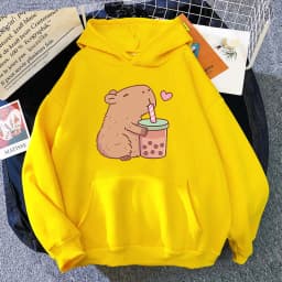 Kawaii  Bubble Tea Capybara Hoodie Women/Men Aesthetic Graphic Funny Hoodies Unisex Autumn Winter Harajuku Pullovers Sweatshirts