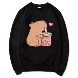 Kawaii  Bubble Tea Capybara Hoodie Women/Men Aesthetic Graphic Funny Hoodies Unisex Autumn Winter Harajuku Pullovers Sweatshirts