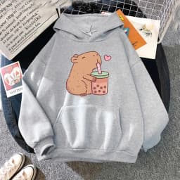 Kawaii  Bubble Tea Capybara Hoodie Women/Men Aesthetic Graphic Funny Hoodies Unisex Autumn Winter Harajuku Pullovers Sweatshirts