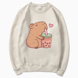 Kawaii  Bubble Tea Capybara Hoodie Women/Men Aesthetic Graphic Funny Hoodies Unisex Autumn Winter Harajuku Pullovers Sweatshirts