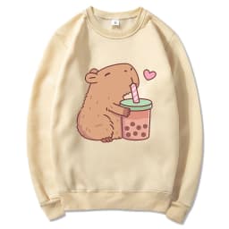 Kawaii  Bubble Tea Capybara Hoodie Women/Men Aesthetic Graphic Funny Hoodies Unisex Autumn Winter Harajuku Pullovers Sweatshirts