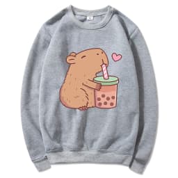 Kawaii  Bubble Tea Capybara Hoodie Women/Men Aesthetic Graphic Funny Hoodies Unisex Autumn Winter Harajuku Pullovers Sweatshirts