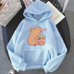 Kawaii  Bubble Tea Capybara Hoodie Women/Men Aesthetic Graphic Funny Hoodies Unisex Autumn Winter Harajuku Pullovers Sweatshirts