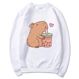 Kawaii  Bubble Tea Capybara Hoodie Women/Men Aesthetic Graphic Funny Hoodies Unisex Autumn Winter Harajuku Pullovers Sweatshirts