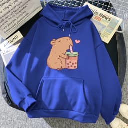 Kawaii  Bubble Tea Capybara Hoodie Women/Men Aesthetic Graphic Funny Hoodies Unisex Autumn Winter Harajuku Pullovers Sweatshirts
